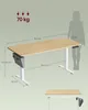 A diagram showing the dimensions of a standing desk, with a silhouetted person to indicate scale. Náhled obrázku produktu