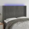LED Kopfteil Hellgrau 147x16x118/128 cm Samt Produktbild-Vorschau 2