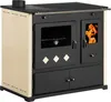 A freestanding wood-burning stove with an oven and stovetop. Produktbild-Vorschau