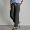 ASKSA Damen Leinenhose Casual Leicht Leinen Hose Gerades Produktbild-Vorschau 3