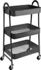 A dark gray three-tiered rolling cart with a metal mesh base on each shelf. Produktbild-Vorschau