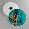 Wanduhr - Rund - Glasuhr - Blumen Tropen Blätter - 40x40cm Produktbild-Vorschau 2