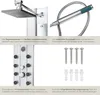 A shower panel system with its components and mounting hardware, accompanied by descriptive text. Produktbild-Vorschau
