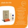 An image showing the contents of a medical test kit, with text listing the items included. Produktbild-Vorschau