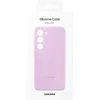 A Samsung Silicone Case for Galaxy S23+ in Lavender, presented in its retail packaging. Voir les images du produit