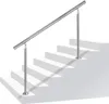 A stainless steel handrail is shown installed on a set of white stairs against a white background. Náhled obrázku produktu