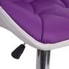 A close-up view of a purple and white bar stool seat with a height adjustment lever. Anteprima dell’immagine prodotto