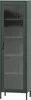 A tall, slender, green display cabinet with a glass door and four shelves. Produktbild-Vorschau