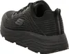 A black Skechers work shoe shown from a rear-side angle. Produktbild-Vorschau