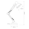 A technical drawing of a desk lamp with dimensions indicated. Anteprima dell’immagine prodotto