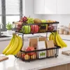 WELLHAUS Fruitmand, 2-laags, inklapbaar, van metaal, zwart. Productafbeelding-voorbeeld 2