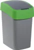 A close-up studio shot of a gray trash can with a green lid. Produktbild-Vorschau