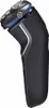 A side view of a black electric shaver with blue accents and a silver stripe. Produktbild-Vorschau