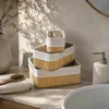 Set mit 3 Bambuskörben mit Stoffeinlage, 30 x 20 x 13 cm Produktbild-Vorschau 10