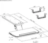 Technical drawing with dimensions of an under-desk keyboard tray. Voir les images du produit