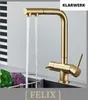 KLARWERK® Felix | ausziehbare 3-Wege Armatur Edelstahl Gold Produktbild-Vorschau 2
