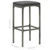 The Living Store Barhocker mit Kissen 3 Stk. Grau Poly Produktbild-Vorschau 8