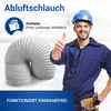 A worker in a blue uniform and hard hat gives a thumbs up next to a white flexible hose. Produktbild-Vorschau