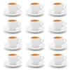 12 weiße dickwandige Espressotassen aus Porzellan gefüllt mit Kaffee inklusive Unterteller Produktbild-Vorschau