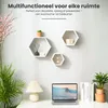 IvoQ Wandplanken Hexagon – Set van 3 – Hout – Wit Productafbeelding-voorbeeld 4