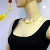 Kette Drahtkette mit Glasperlen Olive mattgelb-braun 42cm Produktbild-Vorschau 2