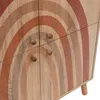 Close-up view of a cabinet with a rainbow design and wooden knobs. Náhled obrázku produktu