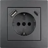 A close-up, front-facing view of a wall socket with integrated USB ports. Produktbild-Vorschau
