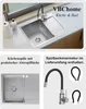 VBChome Edelstahlspüle mit Armatur 60 x 48 cm Gebürsteter Produktbild-Vorschau 7