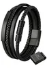 S&T DESIGN bracciale in pelle da uomo bracciale nero Anteprima dell’immagine prodotto 1
