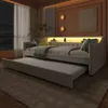 Beige Leinen Daybett mit LED-Beleuchtung und hydraulischem Produktbild-Vorschau 5
