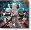 Wanduhr - Quadrat - Glasuhr - Berge Boot Wasser - 40x40cm - Produktbild-Vorschau 1