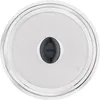 A top-down view of a round metal lid with a black and gray handle in the center. Anteprima dell’immagine prodotto