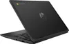 A black HP Chromebook X360 11 G3 EE laptop is shown from a diagonal angle, with the lid open. Produktbild-Vorschau