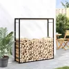 vidaXL Porta legna nero opaco 110x28x116 cm acciaio Anteprima dell’immagine prodotto 9