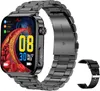 A black smartwatch with a metal band is shown on a white background, with an additional black band to the side. Náhled obrázku produktu
