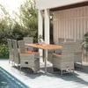 vidaXL 9 tlg. Garten Essgruppe mit Kissen Grau Poly Rattan Produktbild-Vorschau 2