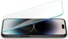 A screen protector is shown being placed on an iPhone. Produktbild-Vorschau