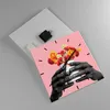Wanduhr - Quadrat - Glasuhr - Schwarz Hände Blumen - Produktbild-Vorschau 2