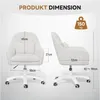 Product dimensions and weight capacity are shown for a white office chair. Voir les images du produit