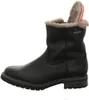 A black leather boot with fur lining is shown against a white background. Produktbild-Vorschau