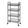 A black four-tier rolling cart with mesh baskets is shown against a white background. Anteprima dell’immagine prodotto