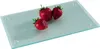Three strawberries are placed on a transparent cutting board. Produktbild-Vorschau