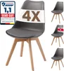 A collage of chairs with marketing labels and certifications. Produktbild-Vorschau