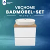VBChome Badmöbel 60 cm Weiß Aufsatzwaschbecken mit Hahnloch Produktbild-Vorschau 2