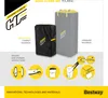 A marketing image showing two backpacks, one black and one gray, with yellow accents. Below the backpacks are circular diagrams illustrating folding and storage instructions. The Hydro-Force logo is prominently displayed. Produktbild-Vorschau