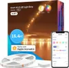 The image shows the packaging of a smart Wi-Fi LED light strip, along with a smartphone displaying the control app and a coiled light strip. Náhľad obrázku produktu