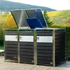 Three trash bins are placed outdoors in front of a vineyard landscape. Produktbild-Vorschau