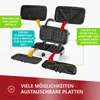 A multi-functional sandwich maker with various interchangeable plates shown in the image. Produktbild-Vorschau