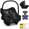 A collage of a baby car seat, its accessories, and a test rating. Anteprima dell’immagine prodotto