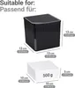 Dimensions and weight information for a dehumidifier and its refill pack. Produktbild-Vorschau